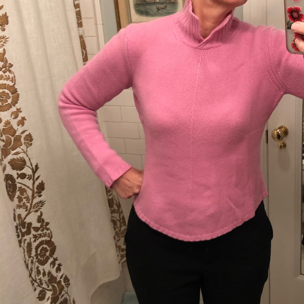 100% Cashmere Double Ply Pink Collar Sweater S Talbots Vintage